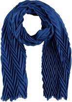 Sarlini Langwerpige Woven Plisse Sjaal Kobalt Blauw