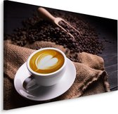 Schilderij - Latte Koffie met Liefde, premium Print