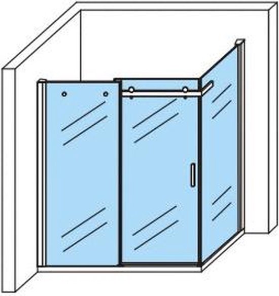 Entrée d'angle Cabine de douche Porte coulissante 800x1200x1950mm Nano (anti-calcaire) Revêtement 8mm Verre de sécurité Profil chromé Easy Clean