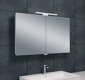 Klea Luxe Spiegelkast 100x60x14cm Met LED Verlichting Stopcontact Binnen en Buiten Spiegel Glazen Planken Aluminium