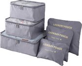 Travel reis organizer met 6 elementen opvouwbaar - Koffer organizer - Reis accessoires - Tas opbergzakken - Grijs