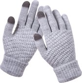 Luxe Gebreide Winter Handschoenen | Touch Tip Gloves | Touchscreen | Voor fiets, motor, scooter, sporten en wandelen | One-Size | Winterhandschoenen | Wol | Unisex | Dames | Grijs
