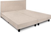 Beddenleeuw Boxspring Bed Nora - 200x200 - Incl. Hoofdbord + Matras - Ecru Stof