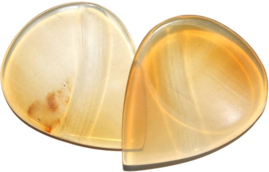 Foto: Handgemaakte buffelhoorn plectrum 2 pack helder 3 00 mm