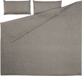 Kave Home - Set Eglant grijs dekbedovertrek, hoeslaken, kussenhoes GOTS katoen & linnen 150 x 190 cm