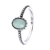 Lucardi Dames Ring met Gemstone amazonite - Ring - Cadeau - Echt Zilver - Zilverkleurig