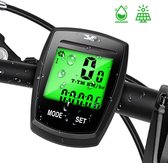 SGODDE Draadloos Fietscomputers 4 Modi-IP44 Waterdichte Backlight Snelheidsmeter-met 16 functies/LCD Scherm/Zonnepaneel/Draadloos Sensor-voor Wielrennen Wielsnelheid Tracking