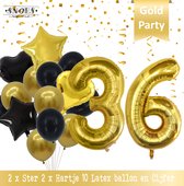 Cijfer Ballon 36 Jaar Black & Gold Boeket * Hoera 36 Jaar Verjaardag Decoratie Set van 15 Ballonnen * 80 cm Verjaardag Nummer Ballon * Snoes * Verjaardag Versiering * Kinderfeestje