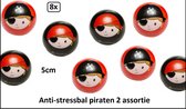8x Balle anti-stress Pirates 5,5 cm rouge et noir - Balle anti-stress jouer à la balle fête d'anniversaire à thème