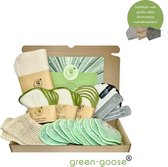 green-goose® Duurzaam Verzorgingspakket Mississippi | 7-delig | 25 Herbruikbare Wattenschijfjes | Hennepvezel Gezichtreinigingsdoek | Zachte Mega Pad | Herbruikbare Wattenstaafjes