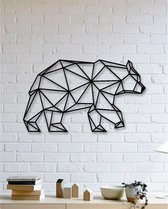 Lopende Beer 2D Muur Decoratie - 37 x 23 - 3D Geprint - Wand Decoratie - Geometrisch - PLA - Hoogwaardige Kwaliteit - Zwart - Gerecycled - Wonen - Cadeau - Paarden - Dieren - Kerst