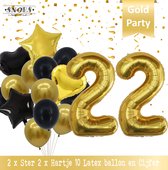 Bijdragen Proberen vrijdag Cijfer Ballon 22 Jaar Black & Gold Boeket * Hoera 1 Jaar Verjaardag  Decoratie Set van... | bol.com
