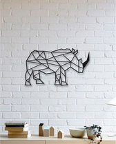 Neushoorn 2D Muur Decoratie - Wand - 36 x 21 - 3D Geprint - Wand Decoratie - Geometrisch - PLA - Hoogwaardige Kwaliteit - Zwart - Gerecycled - Wonen - Cadeau - Dieren - Kerst - Hom