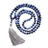 Marama - Mala ketting Colorado - edelsteen blauw Sodaliet - 80 cm - met kwastje -  cadeautje voor haar