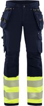 Blaklader Dames High Vis 4-weg stretch werkbroek 7193-1642 - Marine/High Vis Geel - D20