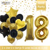Cijfer Ballon 18 Jaar Black & Gold Boeket * Hoera 18 Jaar Verjaardag Decoratie Set van 15 Ballonnen * 80 cm Verjaardag Nummer Ballon * Snoes * Verjaardag Versiering * Kinderfeestje