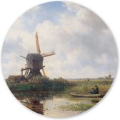 Wandcirkel Molen In 't Gein bij Abcoude - 90 cm - Forex - Schilderij Oude Meesters