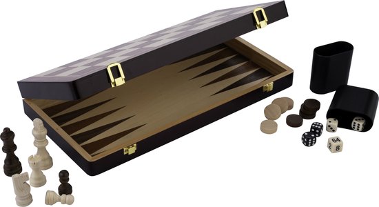 Schaak/backgammon opklapb essenhout 30 x 30 x 55 cm - Engelhart Schaak/backgammon opklapb essenhout 30 x 30 x 55 cm - Engelhart
