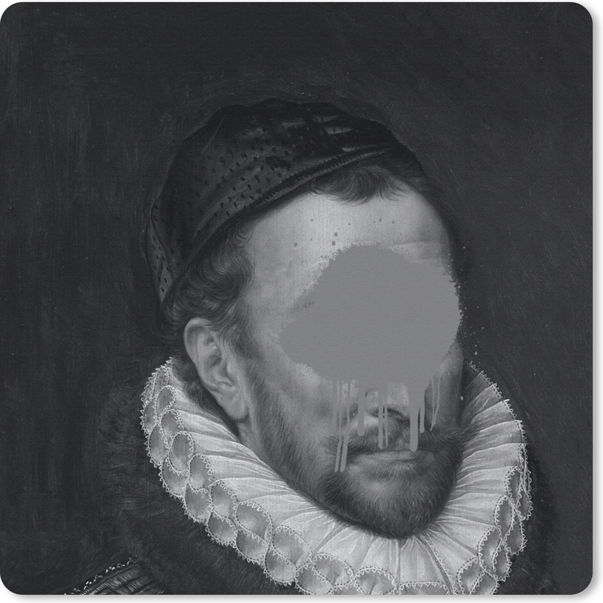 Muismat 30x30 cm - Mousepad Portret van Willem I - Adriaen Thomasz - Zwart - Wit - Muismatten