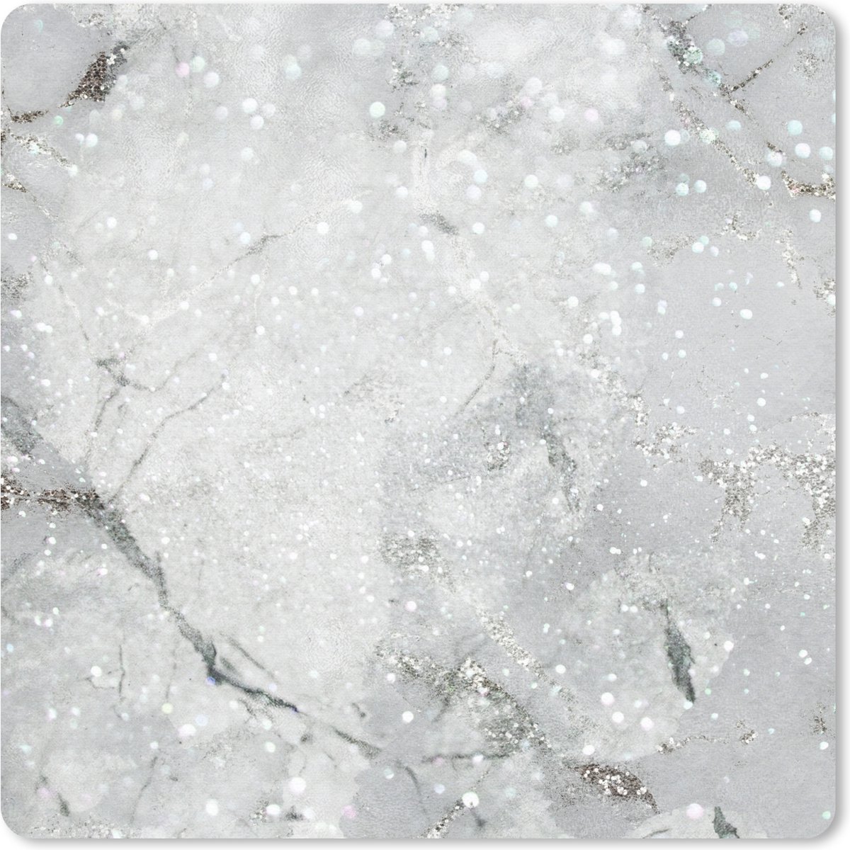 Muismat 30x30 cm - Mousepad Marmer - Glitter -Zilver - Muismatten