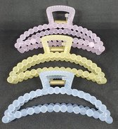 Haar Klemmen - Haar Clips - Haar Klauwen - Haar Klemmen Dames - 3 Stuks - Pastelkleuren Geel Blauw Lila