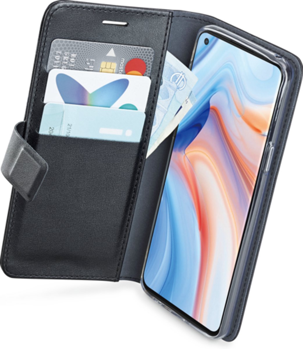 Azuri walletcase - magnetic closure & 3 cardslots - zwart - Oppo Reno 4 Pro