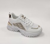 Sneakers - Dames -white/beige - Maat 37 - Kunstleer/textiel