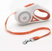 LED Verlichting Hondenriem - Automatische Verlenging Nylon Leash - Lichtgevende Hondenriem - Hondenriem 3 Meter - Oranje