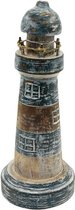 Beelden - Vuurtoren - Hout - Blauw - 24x10x10 cm - Indonesie - Sarana - Fairtrade