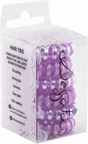 DESSATA Glitter + metal purple no-pulling hair ties. 6 stuks