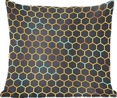Sierkussens - Kussentjes Woonkamer - 60x60 cm - Patronen - Hexagon - Goud - Zwart