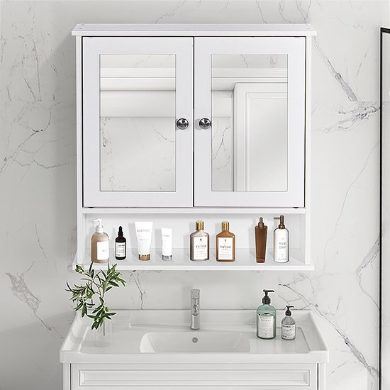 Armoire miroir - armoire de salle de bain - armoire de rangement avec  portes, pour... | bol.com