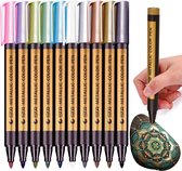 BOTC Markeerstiften metallic set - 10 kleuren - Stiften voor op elk oppervlak: hout, keramiek, glas etc. -