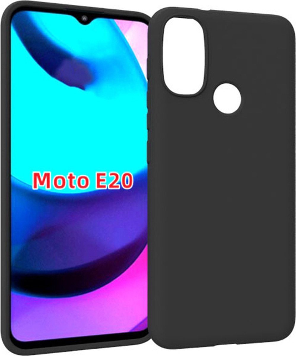 Geschikt voor Motorola Moto E20 Hoesje - Zwart Siliconen Case
