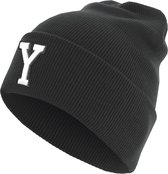 Pre Order Only Letter Y Cuff Knit Beanie Black