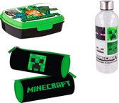 Minecraft grote drinkfles + brooddoos + pennenzak / 3 delige Minecraft set