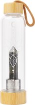 Harmony Crystal® -  Duurzame glazen waterfles met kristal - Labradoriet - Bamboe - 500 ml Drinkfles Edelsteen