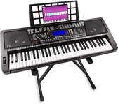 Midi keyboard piano - MAX KB12Pro midi keyboard met 61 aanslaggevoelige toetsen, keyboard standaard, midi uitgang, pitch bend en groot display