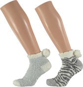 Lage bedsokken dames | Grijs|Zwart | One Size | Slaapsokken | Warme sokken dames | Winter sokken | Bedsokken dames maat 39 42 | Fluffy sokken | Warme sokken | Bedsokken | Fleece so