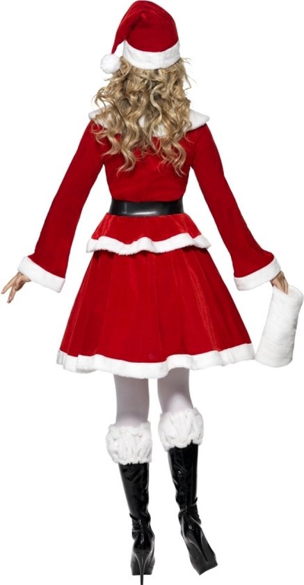 Premium kerstmankostuum voor dames, kerstmankostuum voor dames, Miss Santa- kostuum, rood, met jurk, riem en hoed, volwassen dameskostuum rood B,XL