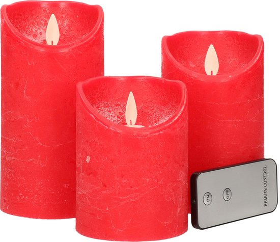 Worstelen Leninisme Trottoir Set van 3 rode LED stompkaarsen met afstandsbediening - Woondecoratie - LED  kaarsen -... | bol.com