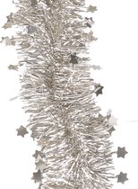 1x Kerstslingers sterren licht parel/champagne 10 x 270 cm - Guirlande folie lametta - Kerstboomversieringen