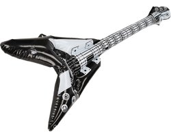 Kruger Rock gitaar - opblaasbaar - 100 cm - zwart/wit - verkleed accessoires volwassenen Wit