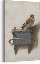 Schilderij op Canvas - 75 x 100 cm - Het Puttertje - Kunst - Carel Fabritius - Wanddecoratie - Muurdecoratie - Slaapkamer - Woonkamer