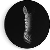 Artaza Dibond Muurcirkel Halve Zebra - Zwart Wit - Ø 70 cm - Wandcirkel - Rond Schilderij - Voor Binnen en Buiten