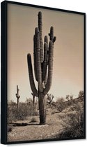 Akoestische panelen - Geluidsisolatie - Akoestische wandpanelen - Akoestisch schilderij AcousticPro® paneel met cactus in woestijn - Design 153 - Basic - 160X230 - zwart- Wanddecor