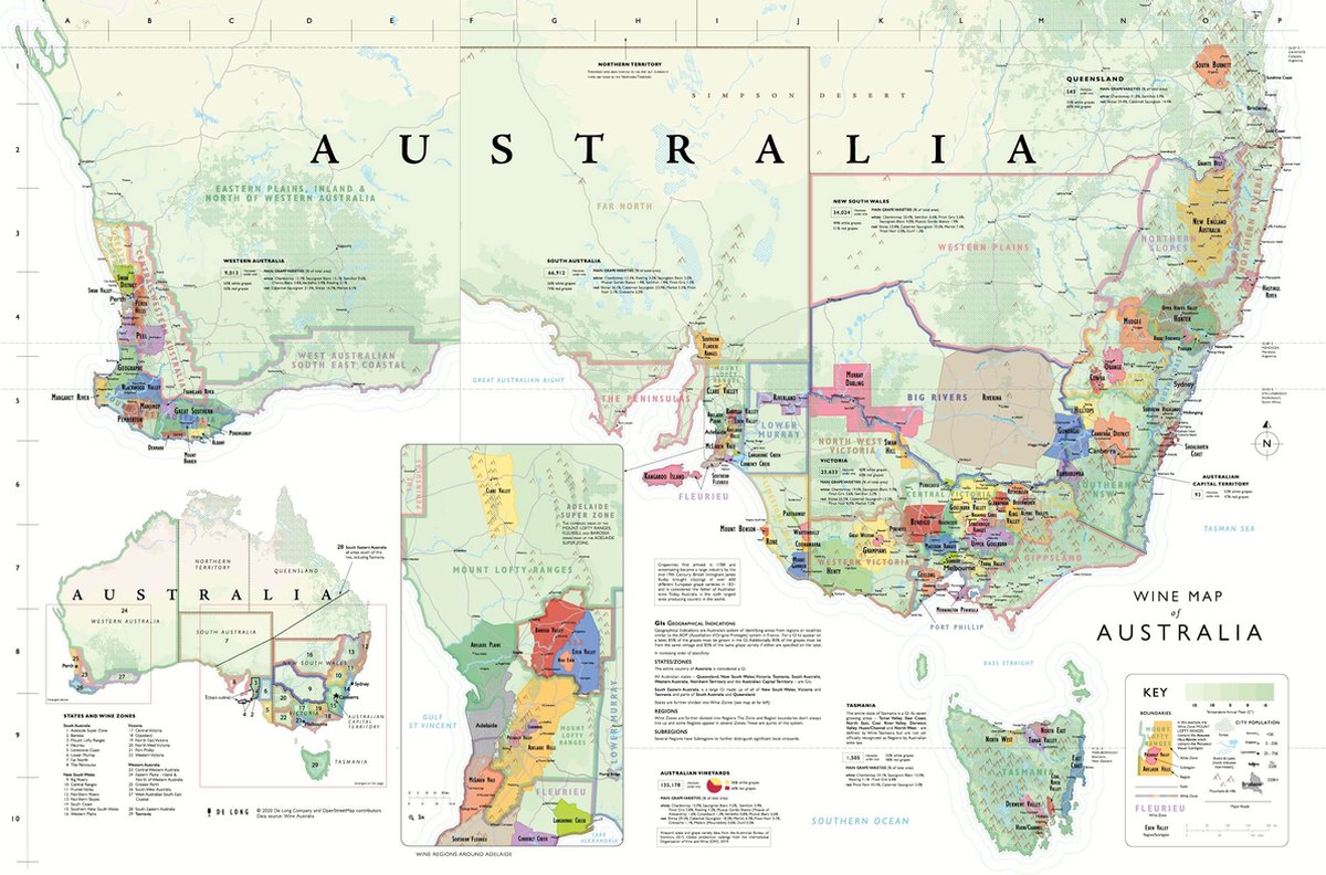 Vouwbare wijnkaart - wijnland - Australië