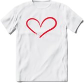 Valentijn Hart T-Shirt | Grappig Valentijnsdag Cadeautje voor Hem en Haar | Dames - Heren - Unisex | Kleding Cadeau | - Wit - S