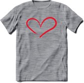 Valentijn Hart T-Shirt | Grappig Valentijnsdag Cadeautje voor Hem en Haar | Dames - Heren - Unisex | Kleding Cadeau | - Donker Grijs - Gemaleerd - XL