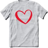 Valentijn Hart T-Shirt | Grappig Valentijnsdag Cadeautje voor Hem en Haar | Dames - Heren - Unisex | Kleding Cadeau | - Licht Grijs - Gemaleerd - M